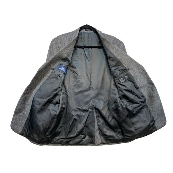 Stafford Mens Herringbone Wool Blazer Jacket Size 40R Gray Classic Academia - Picture 7 of 15